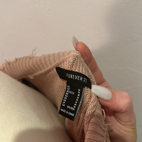 Forever 21 Taupe Off Shoulder Sweater Dress Size Medium - Picture 2 of 2